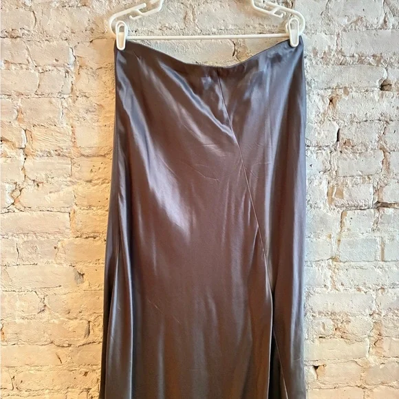 Johnny Was Gray Satin Long Skirt - Picture 2 of 4